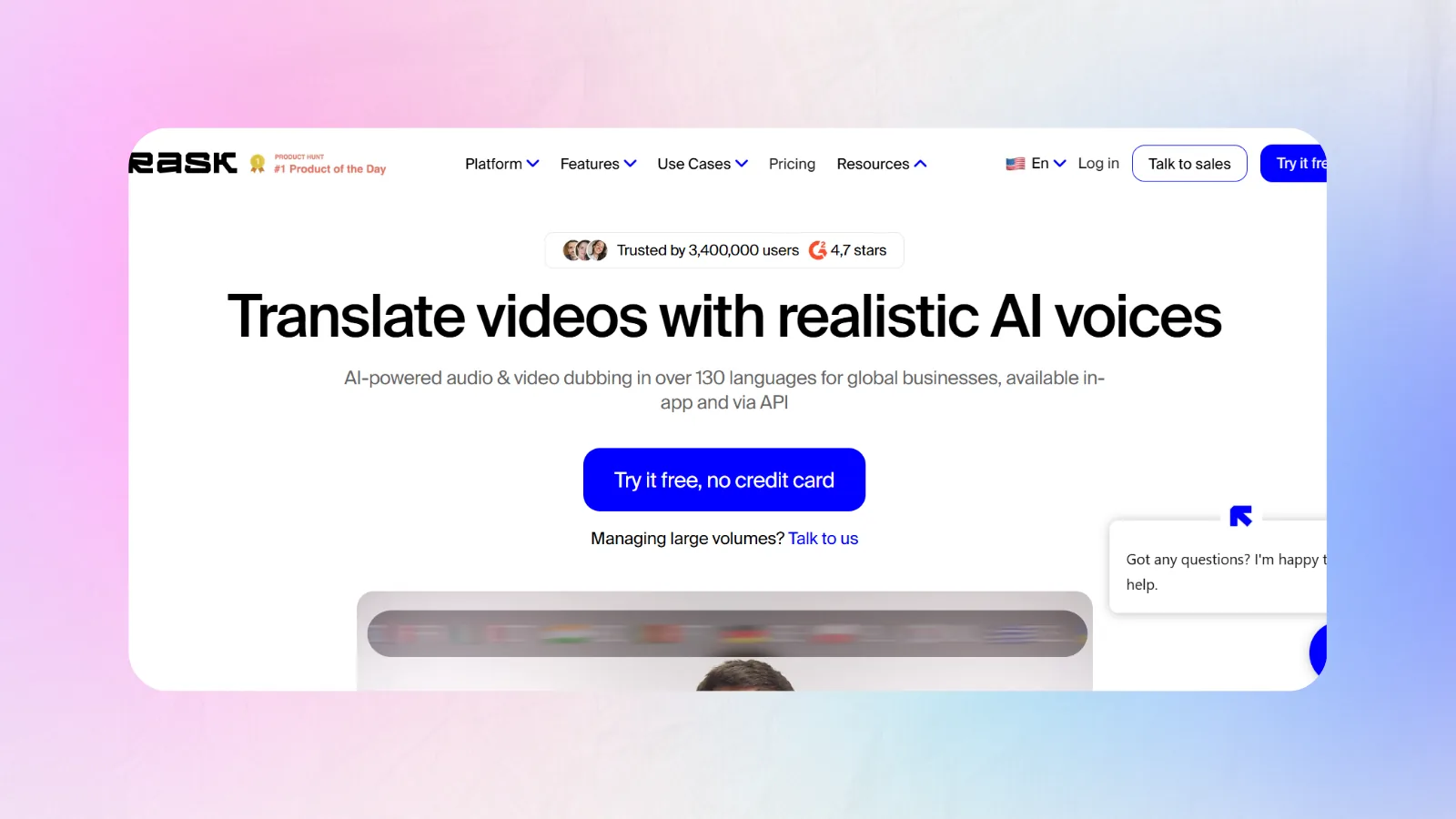 Rask AI, the AI dubbing tool built for multi-speaker interviews and panels