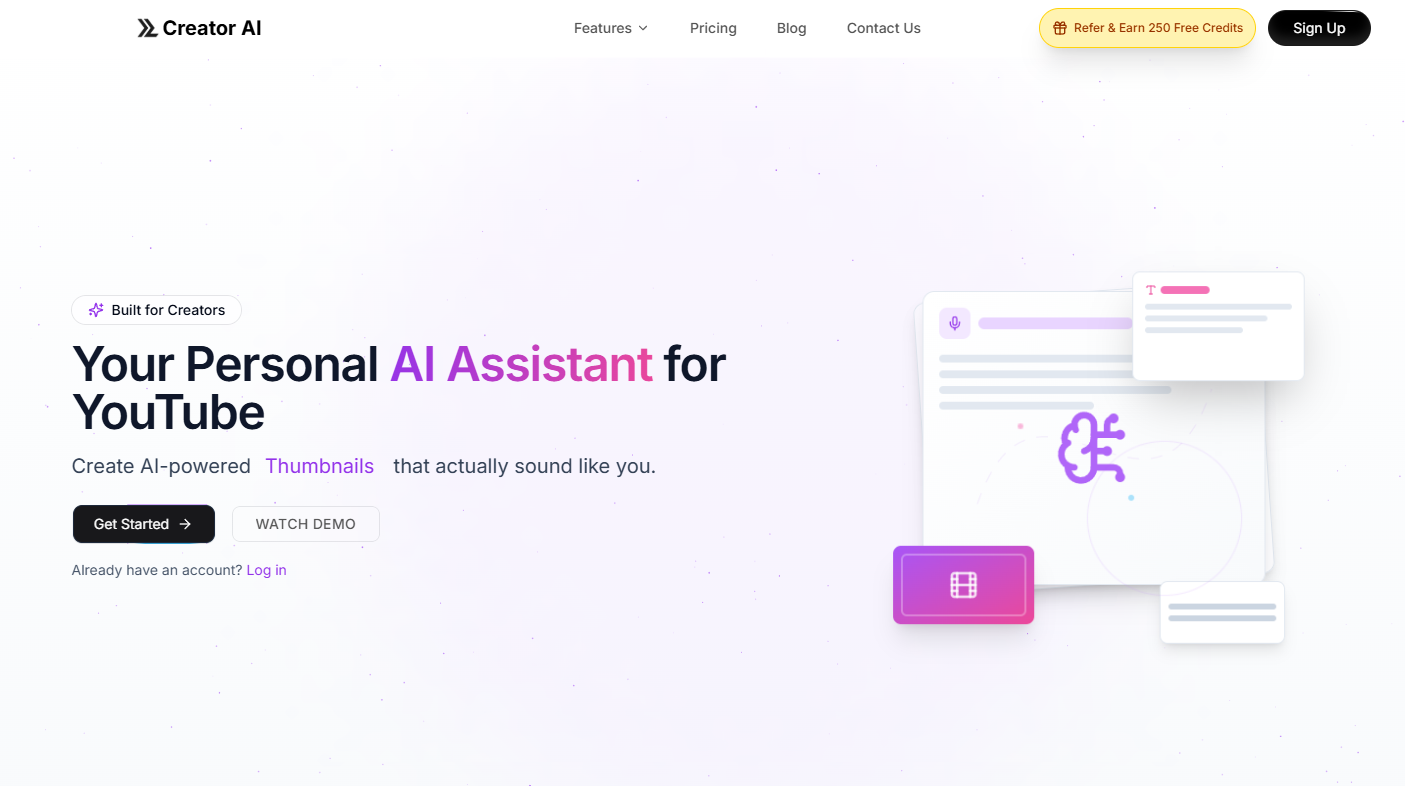 Free ai tools for youtube creators: the Creator AI Starter dashboard