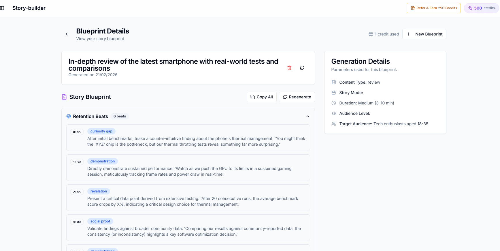 Planning where to write youtube hooks into a script structure in Creator AI